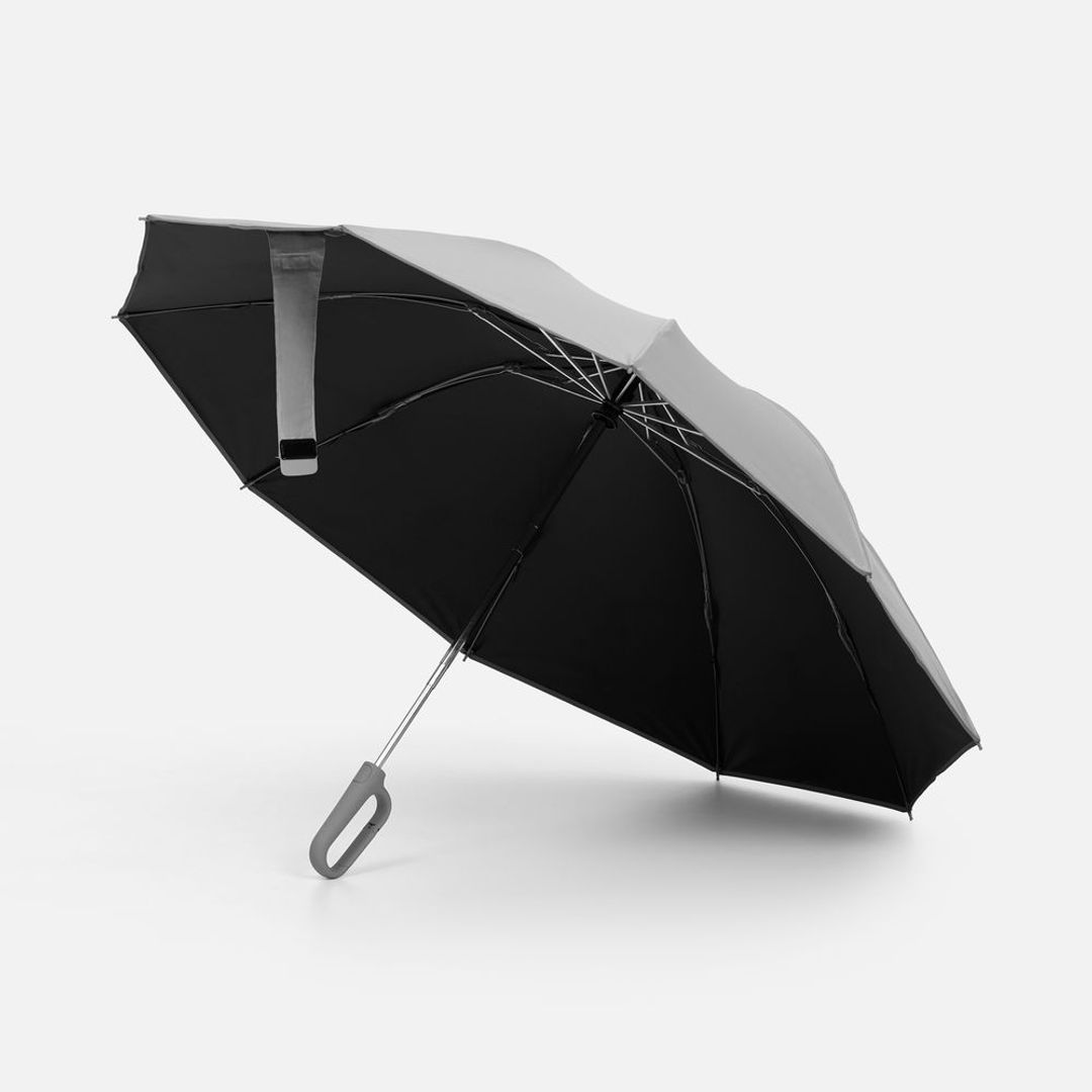 Зонт обратного сложения с ручкой-карабином Foldberry (серый)