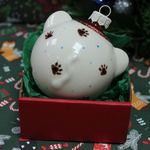 Фарфоровый елочный шар Снежный барс (ручная роспись)
