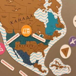 Магнитная Скретч-карта мира True Map Puzzle Gold