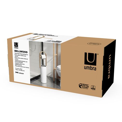 Держатель-органайзер для туалетной бумаги Bellwood (белый/натуральное дерево)