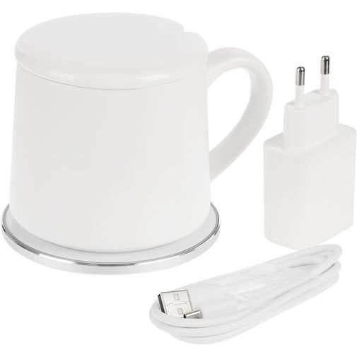 Кружка с подогревом и беспроводной зарядкой Dual Base Matt (Белая)