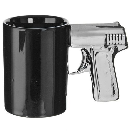Кружка Пистолет (Черный, серебристая ручка) Кружка Пистолет (Черный, серебристая ручка)