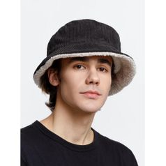 Панама Bucket двусторонняя (Темно-серая с бежевым)
