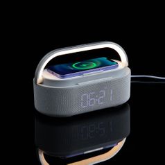 Колонка с часами и беспроводной зарядкой Veske ver.2 (серый)