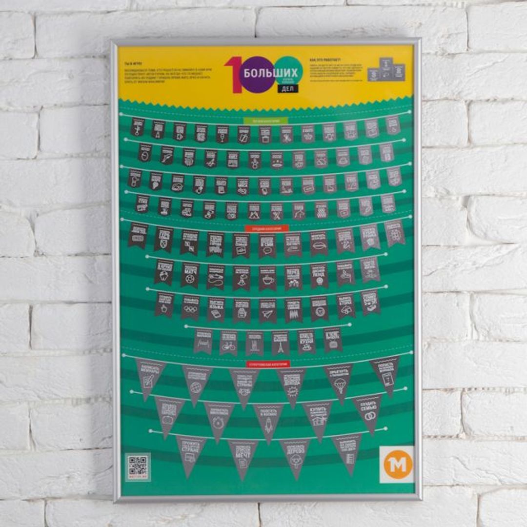 Мотивационный скретч-постер 100 больших дел Мотивационный скретч-постер 100 больших дел