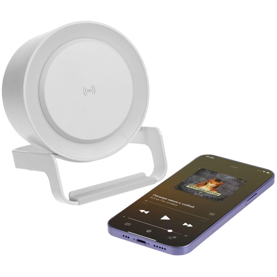 Лампа с колонкой и беспроводной зарядкой moonLight Лампа с колонкой и беспроводной зарядкой moonLight