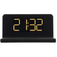 Часы настольные с беспроводным зарядным устройством Pitstop (черный)