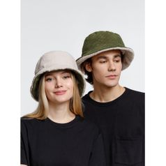 Панама Bucket двусторонняя (Хаки с бежевым)