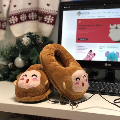 Тапочки с подогревом от USB Обезьянки