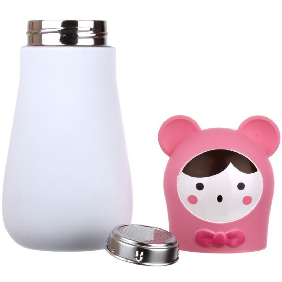 Кружка-термос Мишка Bear (Белый с розовым) Крышка и ситечко отдельно Кружка-термос Мишка Bear (Белый с розовым) Крышка и ситечко отдельно