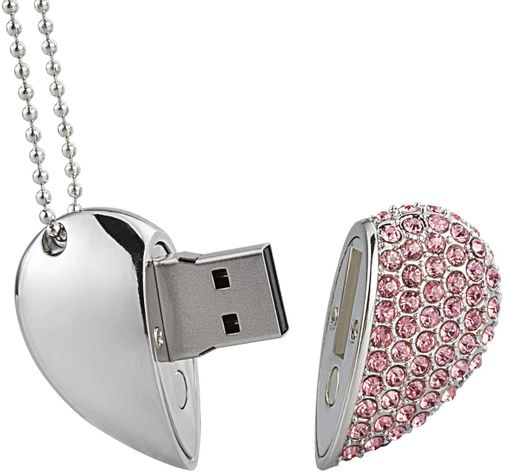 Флешка Сердечко со стразами 16 Гб Флешка Сердечко со стразами 16 Гб