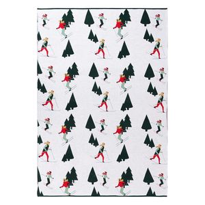 Плед из хлопка с новогодним рисунком Let's Ski из коллекции New Year Essential (130x180 см)