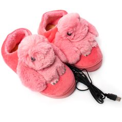 Тапочки с подогревом от USB Розовые кролики