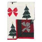 Плед из хлопка с новогодним рисунком Christmas Bows из коллекции New Year Essential, 130x180 см