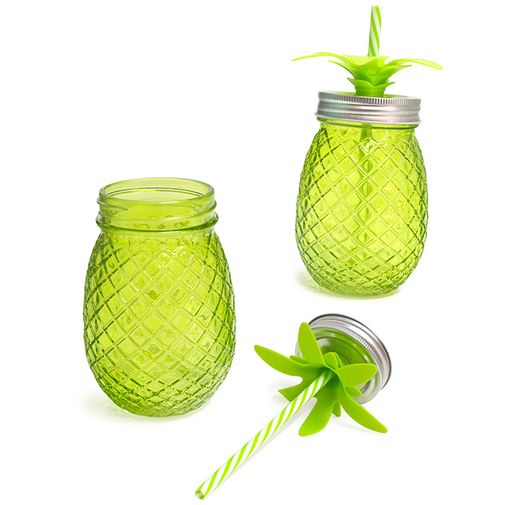 Набор стаканов с крышкой и трубочкой Ананас Tropico (500 мл) Набор стаканов с крышкой и трубочкой Ананас Tropico (500 мл)