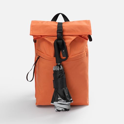 Зонт обратного сложения с ручкой-карабином Foldberry (черный)