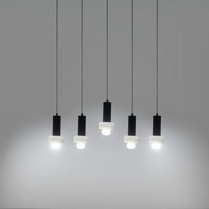 Светильник подвесной каскадный Fungus, 15х25 см, 5 плафонов, белый/черный Светильник подвесной каскадный Fungus, 15х25 см, 5 плафонов, белый/черный