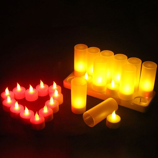 Электронные свечи (12 шт, мерцающие, с подзарядкой)