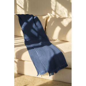 Плед вафельный Elenglect (темно-синий)