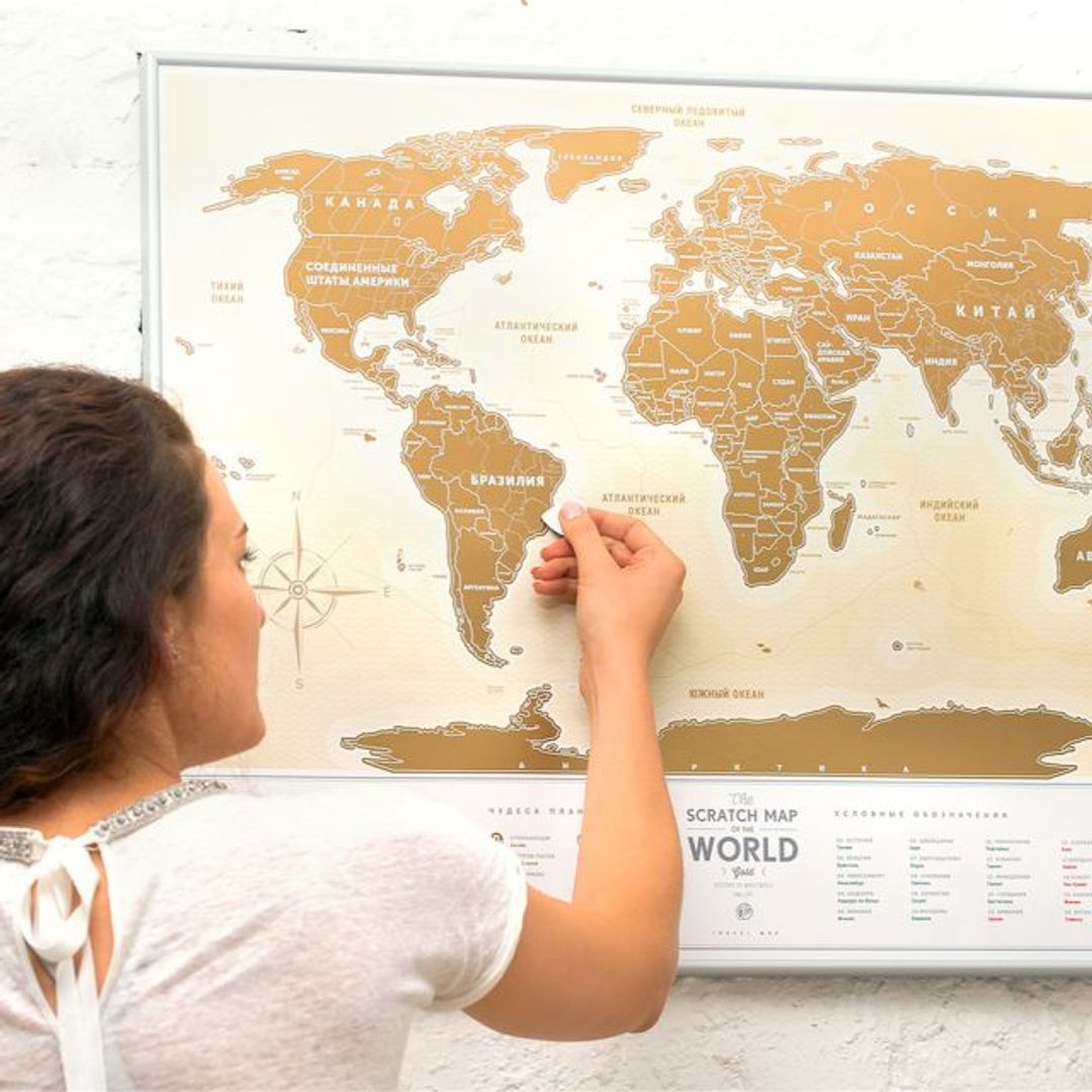 Скретч-карта мира Gold (на русском)