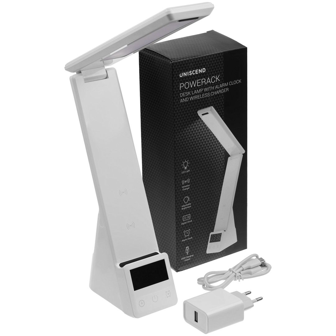 Лампа с будильником для беспроводной зарядки смартфона и часов Powerack