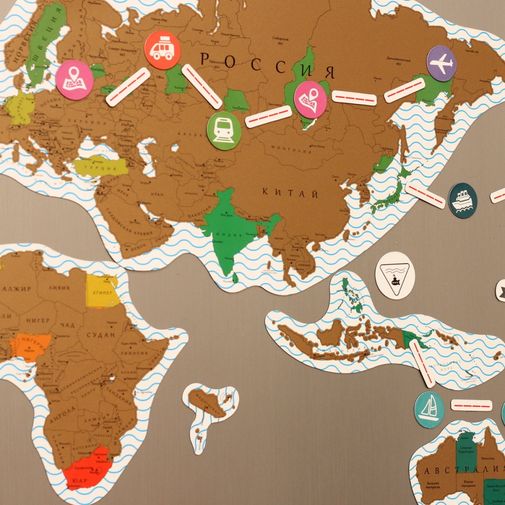 Магнитная Скретч-карта мира True Map Puzzle Gold Магнитная Скретч-карта мира True Map Puzzle Gold