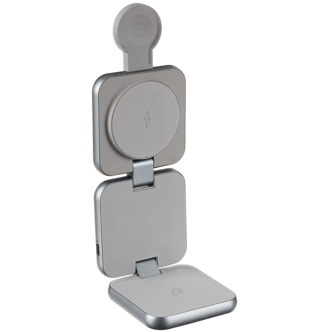 Складная станция беспроводной зарядки Terza (серебристый) Складная станция беспроводной зарядки Terza (серебристый)