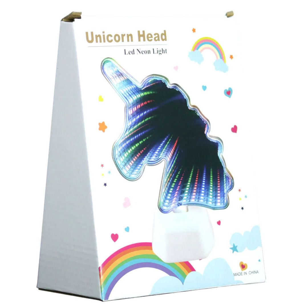 Зеркальный 3D Светильник Голова единорога (с эффектом тоннеля)
