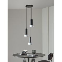 Светильник подвесной каскадный Fungus, 15х25 см, 3 плафона, белый/черный Светильник подвесной каскадный Fungus, 15х25 см, 3 плафона, белый/черный