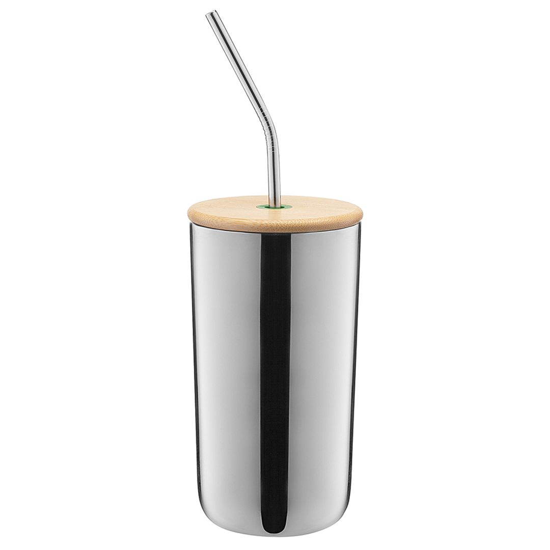 Термостакан стальной с трубочкой (520 мл)