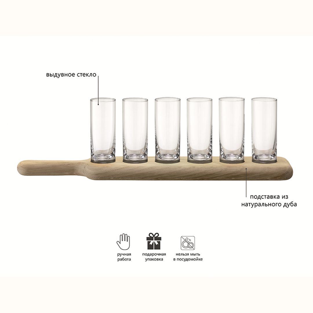 Набор стопок на деревянной подставке Paddle (6 шт)