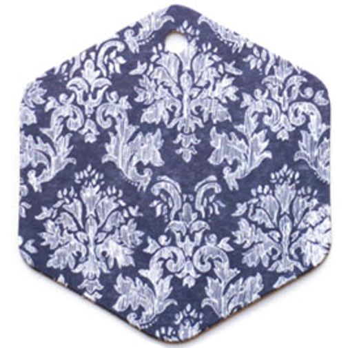 Бирка упаковочная Барокко — синий шестигранник