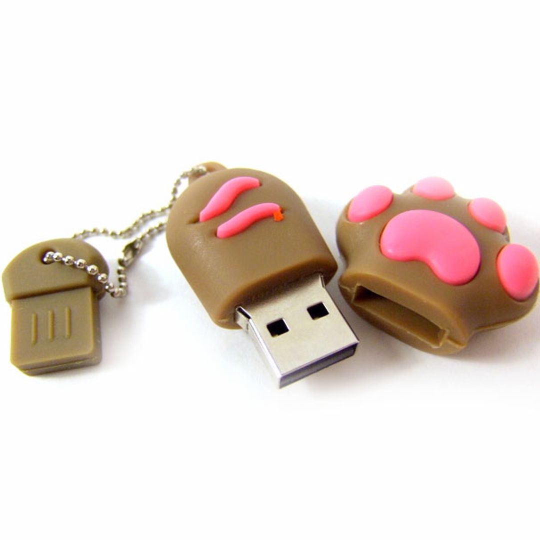 Флешка Кошачья лапа 8Гб коричневая с розовым Флешка Кошачья лапа 8Гб коричневая с розовым