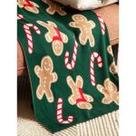 Плед из хлопка с новогодним рисунком Gingerman из коллекции New Year Essential, 130x180 см