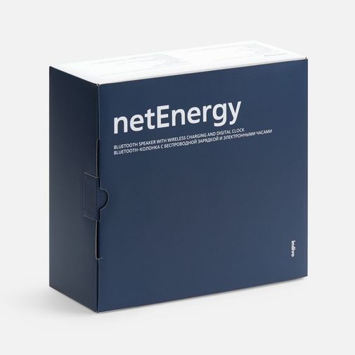 Bluetooth-колонка с беспроводной зарядкой и часами netEnergy (серый)
