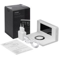 Часы настольные с беспроводным зарядным устройством Pitstop (белый)