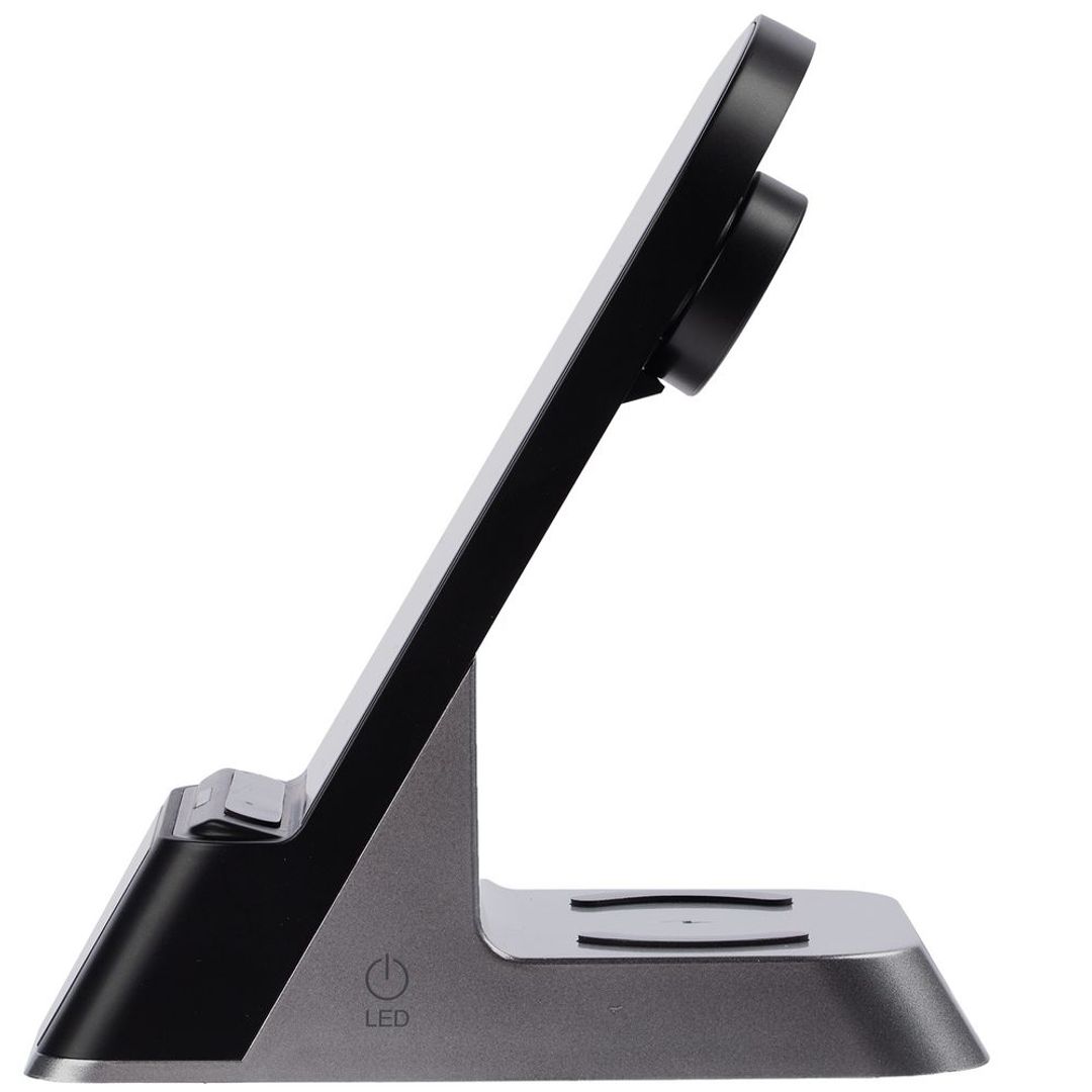 Зарядная станция c часами E-Store для смартфона, часов и наушников (Черная) Зарядная станция c часами E-Store для смартфона, часов и наушников (Черная)