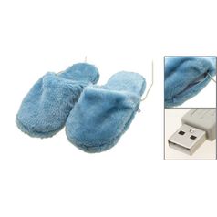 Тапочки с подогревом от USB Голубые