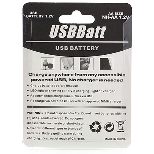 USB Аккумуляторы AA (2 шт) Обратная сторона упаковки USB Аккумуляторы AA (2 шт) Обратная сторона упаковки