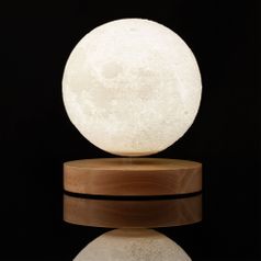 Левитирующая луна над деревянной подставкой 14 см