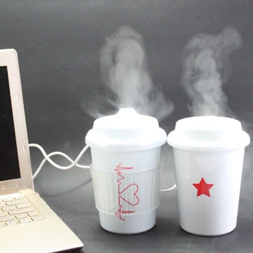 USB Увлажнитель воздуха Стакан с кофе В работе USB Увлажнитель воздуха Стакан с кофе В работе