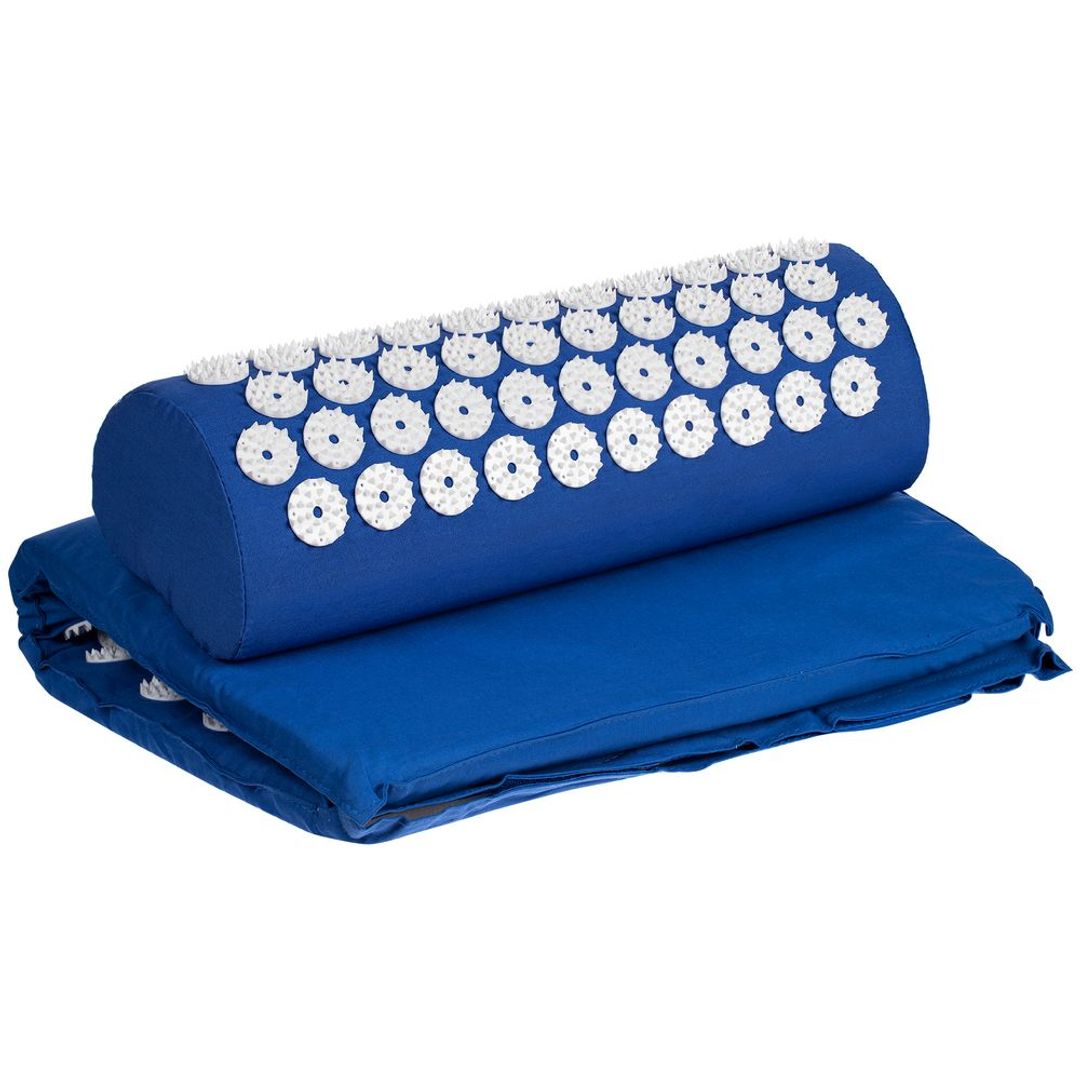 Массажный акупунктурный коврик с валиком Iglu (синий с белым) Массажный акупунктурный коврик с валиком Iglu (синий с белым)