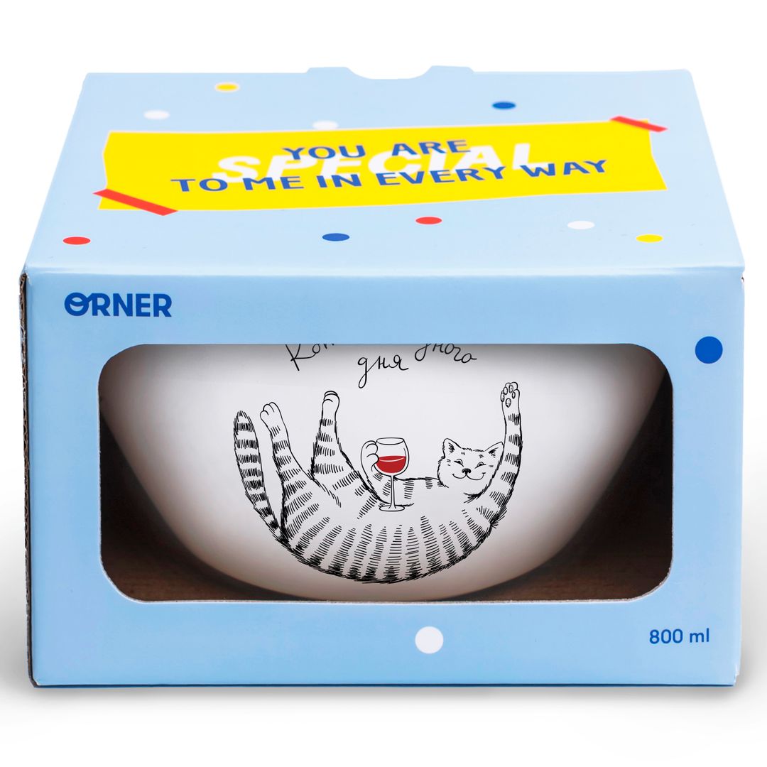 Тарелка глубокая Кот с бокалом Кот выходного дня