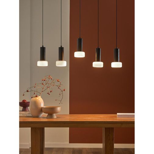 Светильник подвесной каскадный Fungus, 15х25 см, 5 плафонов, белый/черный