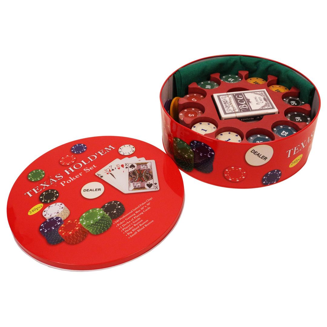 Покерный набор Texas Hold круглый (240 фишек)