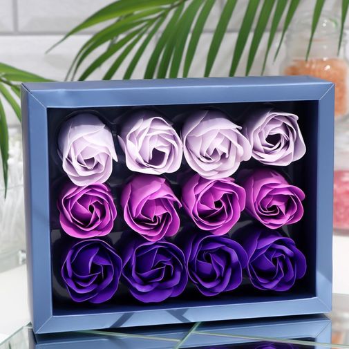 Набор мыльные розочки фиолетовые оттенки (12 шт)