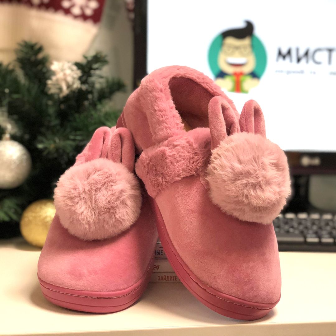 Тапочки с подогревом от USB Заячьи ушки (розовые)