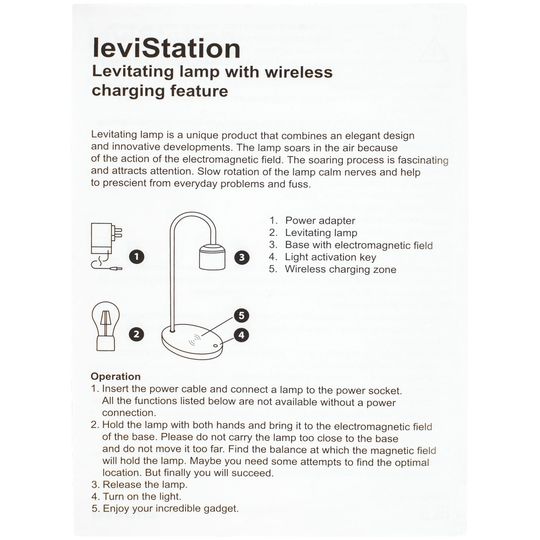 Левитирующая лампа с функцией беспроводной зарядки leviStation