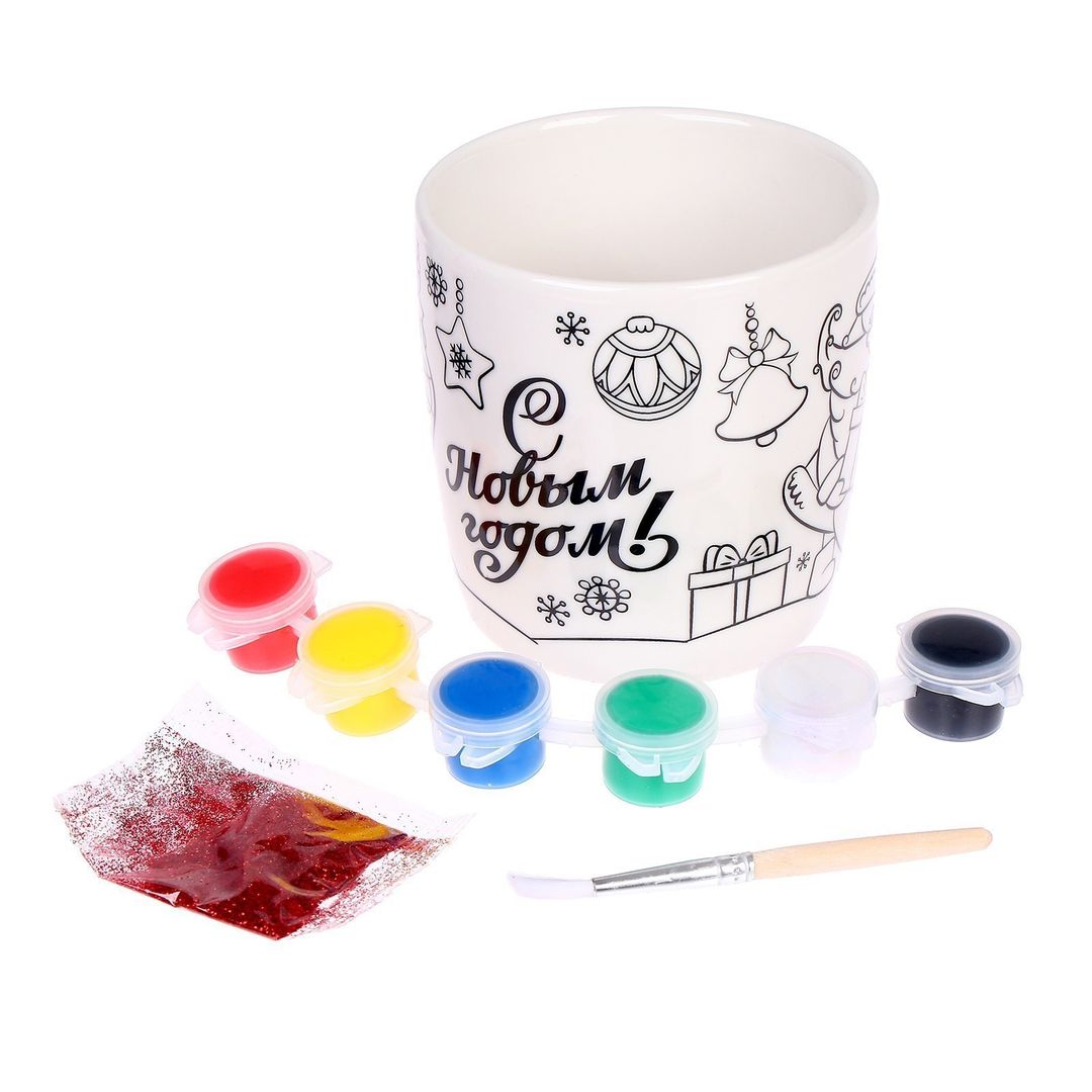 Набор кружка под раскраску С Новым Годом! Набор кружка под раскраску С Новым Годом!