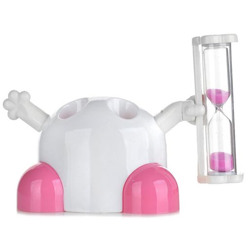Держатель для зубных щеток с таймером Человечек (Белый с розовым)